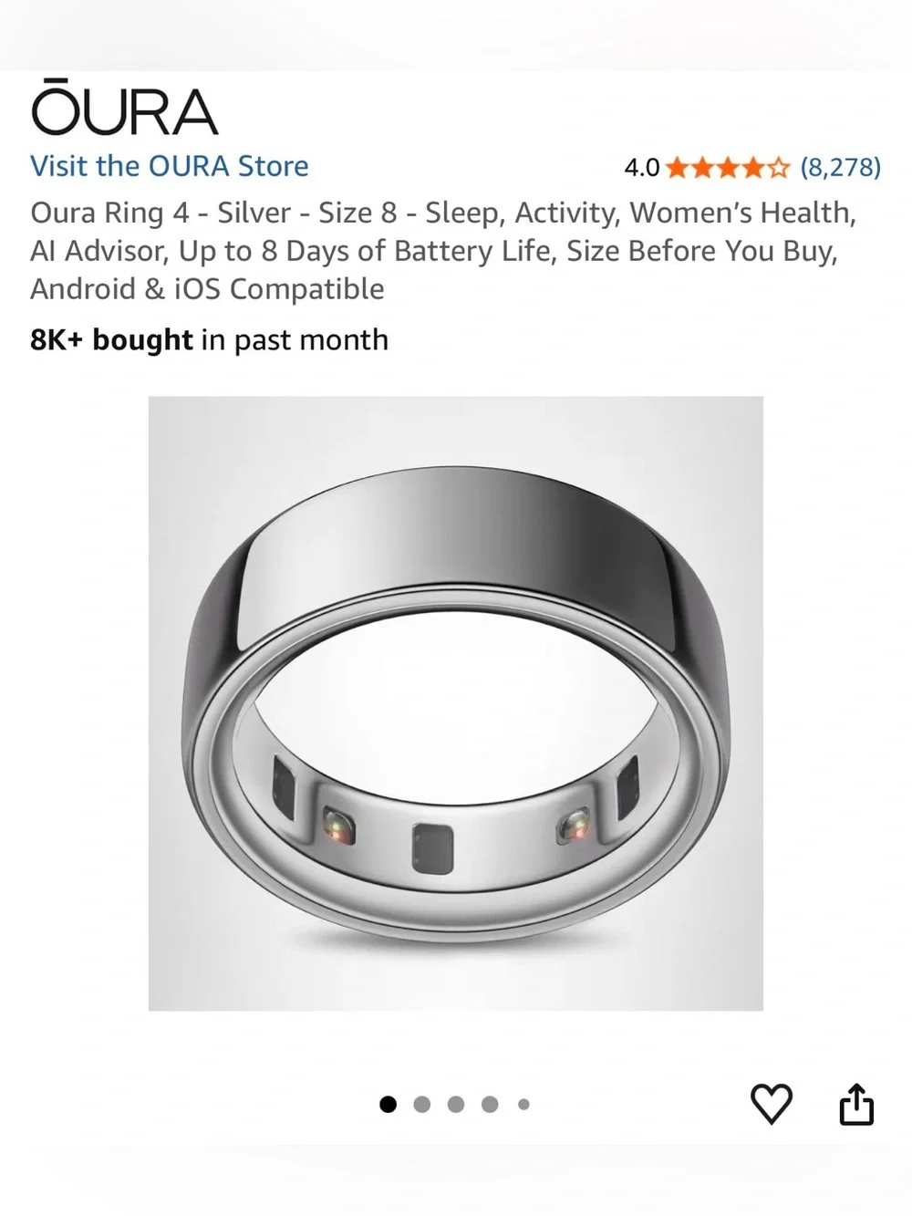 Oura Ring Generation 4 Silver Smart Ring